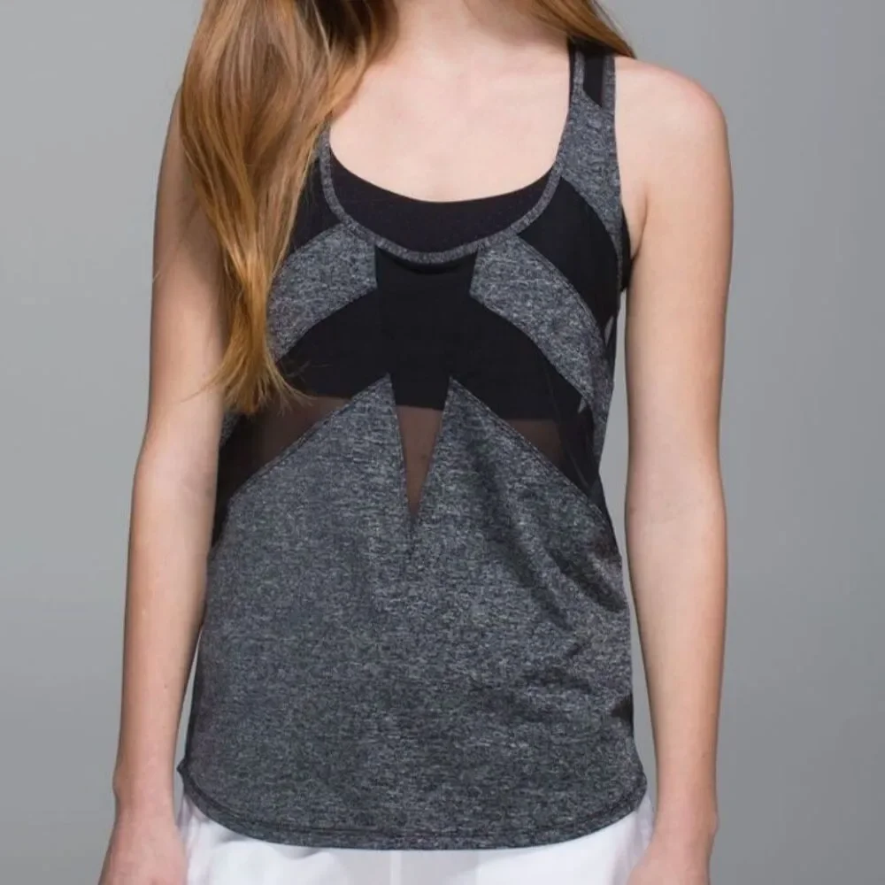 Lululemon If You’re Lucky Tank, Size 2, EUC, Heathered Black/Black